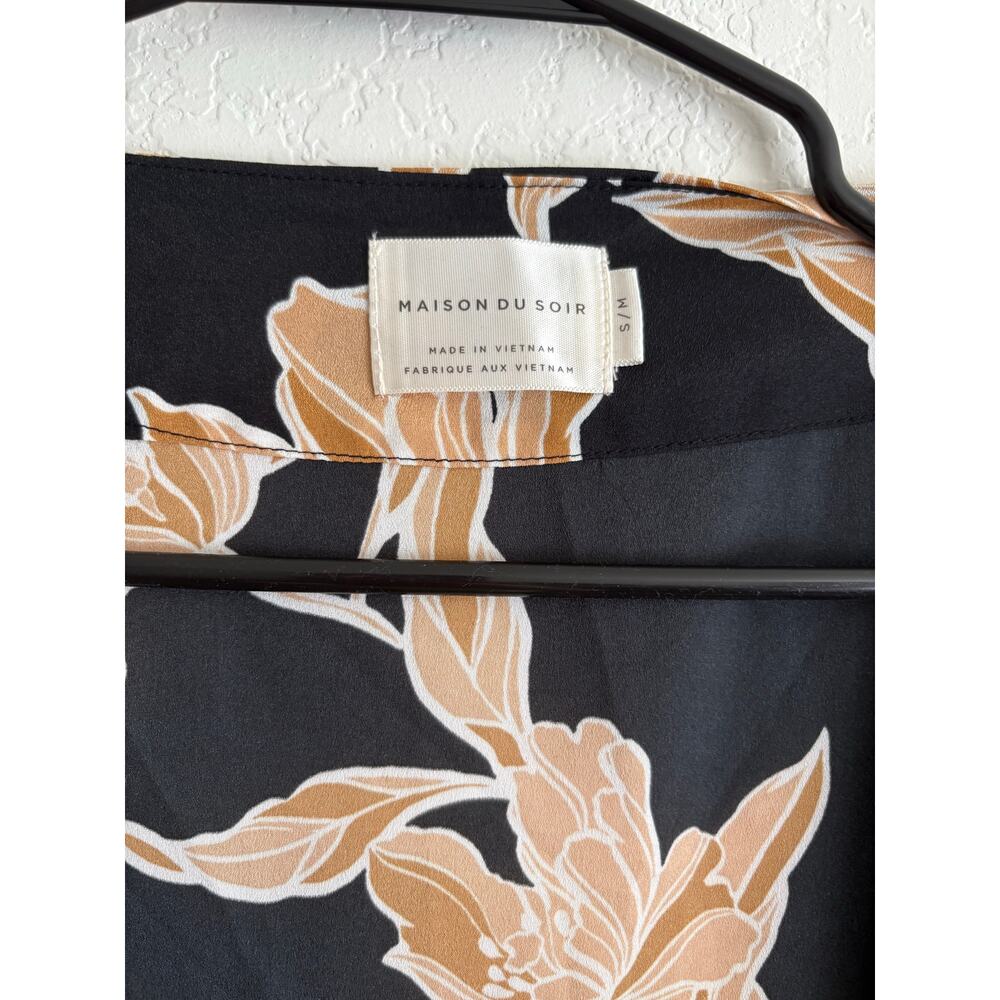 S/M Maison Du Soir Selena Kimono Black Gold Flora… - image 8